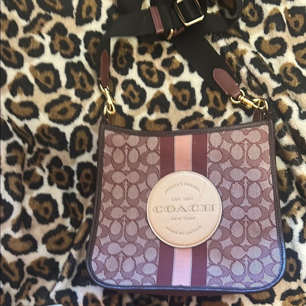 Coach Brown and Pink Crossbody Bag with Signature Design